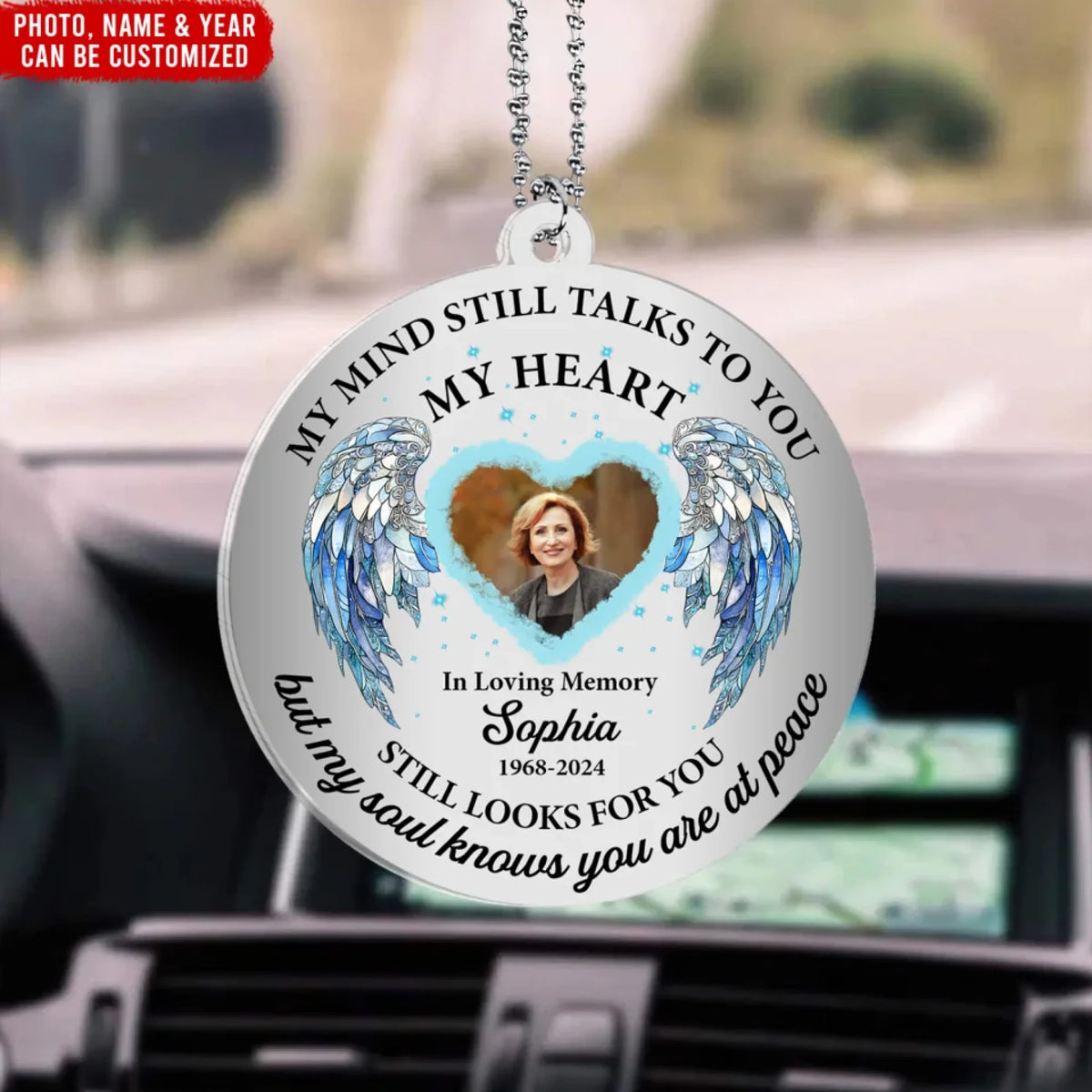 My Soul Knows You Are At Peace - Personalized Acrylic Car Hanger, Memorial Gift