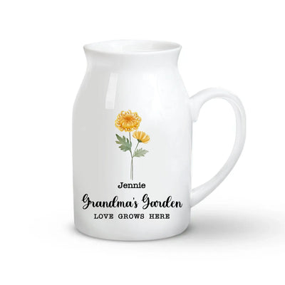 Grandma's Garden With Family Birth Flower - Personalized Flower Vase, Gift For Mom, Grandma, Nana