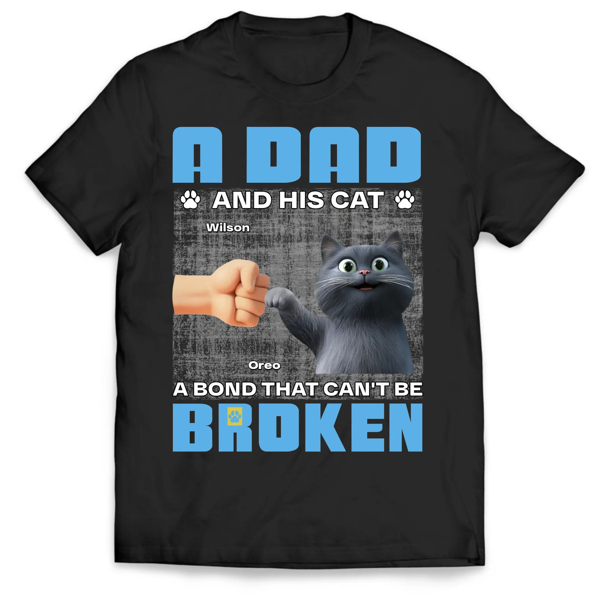 A Dad And His Cats A Bond That Can't Be Broken - Personalized T-shirt, Gift for Cat Dad, Cat Lover Gift, Father's Day Gift for Cat Dad