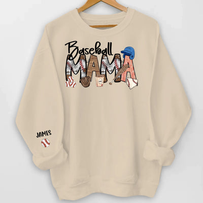 Basaball Mama - Personalized Sleeve Print Sweashirt, Gift For Baseball Lover
