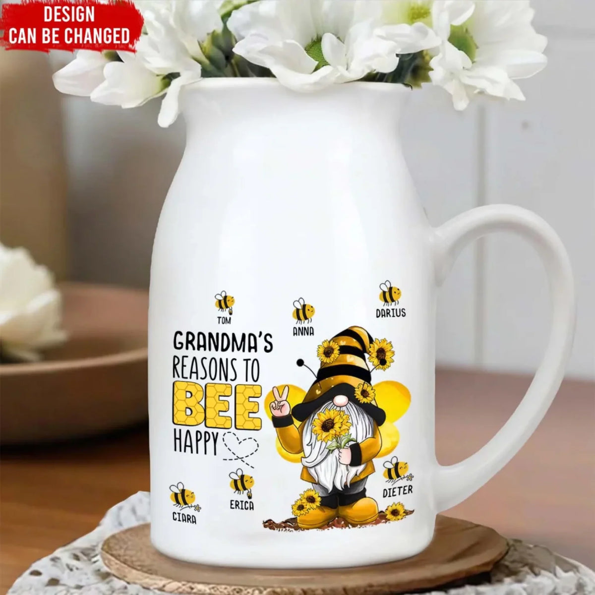Grome Grandma's Reasons To Bee - Personalized Flower Vase, Gift For Grandma