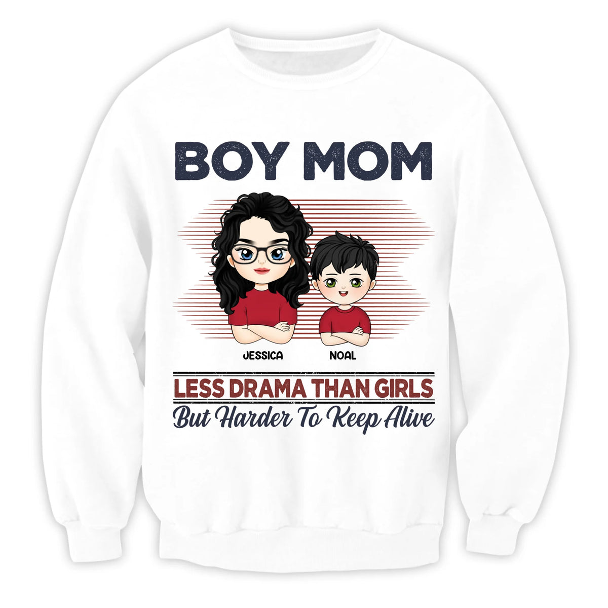 Boy Mom Less Drama Than Girls But Harder To Keep Alive - Personalized T-Shirt, Funny Gift For Mom And Son