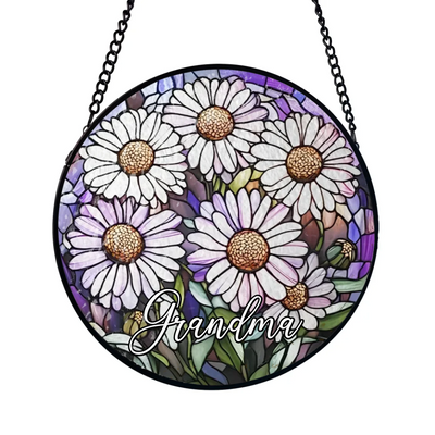 Birth Month Flower - Personalized Window Stained Glass, Gift For Mom, Birthday Gift For Besties