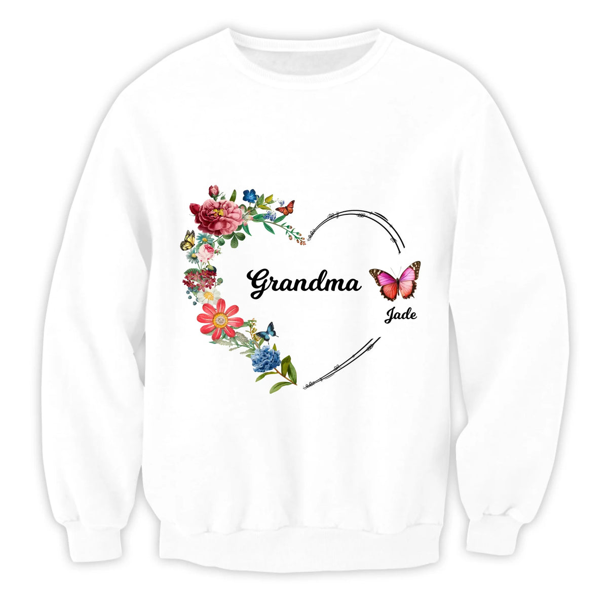 Heart With Butterfly - Personalized T-Shirt, Gift For Family, Grandma/ Mom Butterly Heart