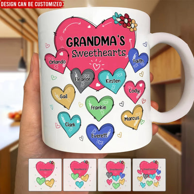 Sweet Hearts Kid Names - Personalized Mug, Gift For Grandma, mothers day mug,Funny coffee mug, mug, tea mug, beer mug, personalized mug, personalized mugs, custom coffee mug,mothers day gift, mothers day, mother day gift, happy mothers day, mothers day ideas, gift for mothers day, mother's day