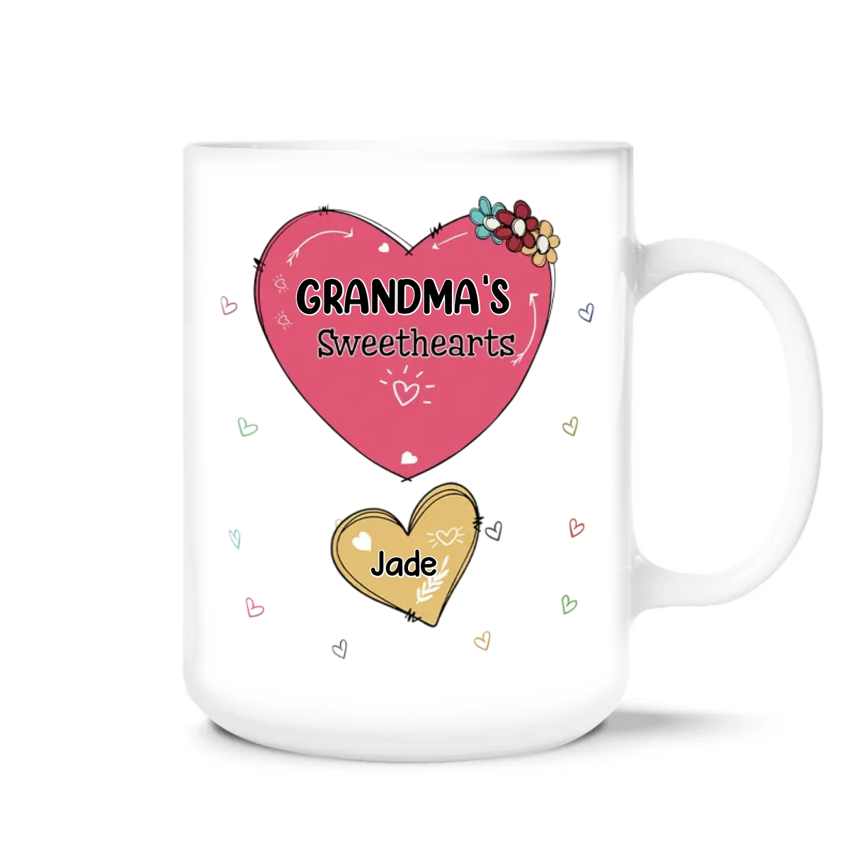 Sweet Hearts Kid Names - Personalized Mug, Gift For Grandma