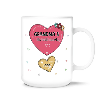 Sweet Hearts Kid Names - Personalized Mug, Gift For Grandma
