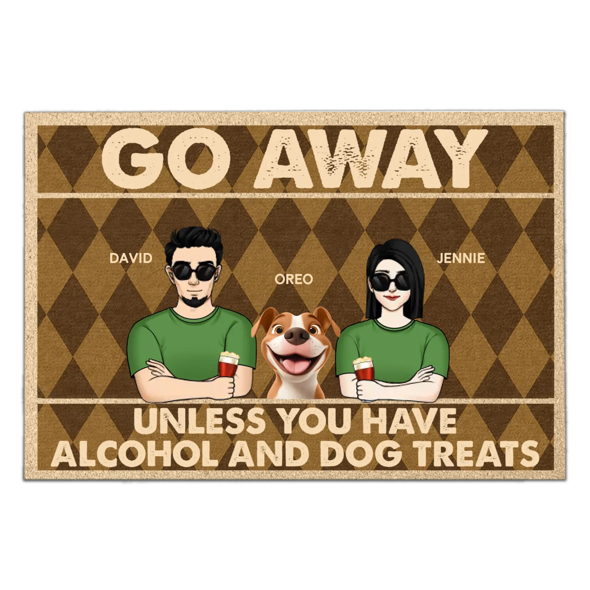 Go Away Unless You Have Alcohol And Dog Treats - Personalized Doormat, Gift for Dog Lovers, Dog Owner Gift