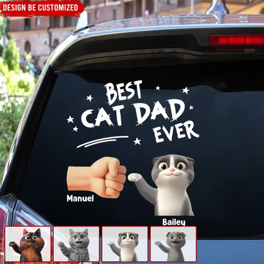 Best Cat Dad Ever Hand Punch - Personalized Decal, Funny Gift for Cat Lover, Gift for Cat Dad