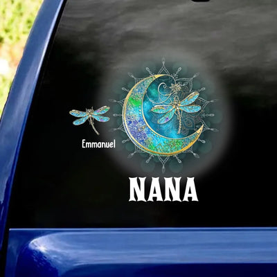 Dragonfly Moon - Personalized Decal, Gift For Grandma, Nana