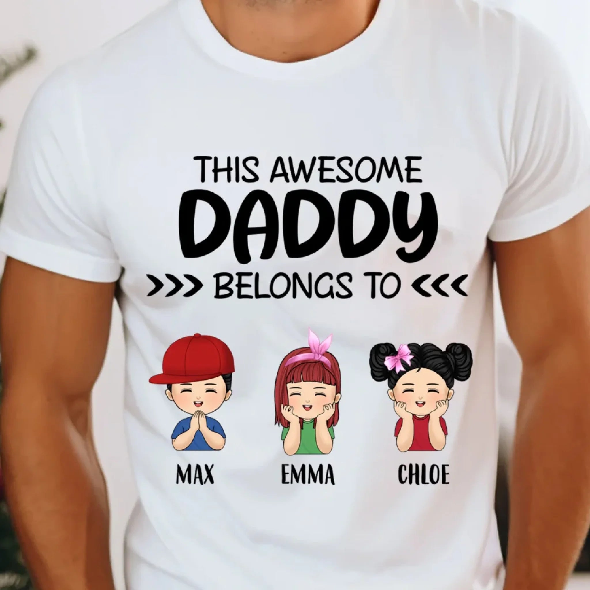 This Awesome Daddy Belongs To - Personalized T-Shirt, Father's Day Gift, Gift for Grandpa/Dad