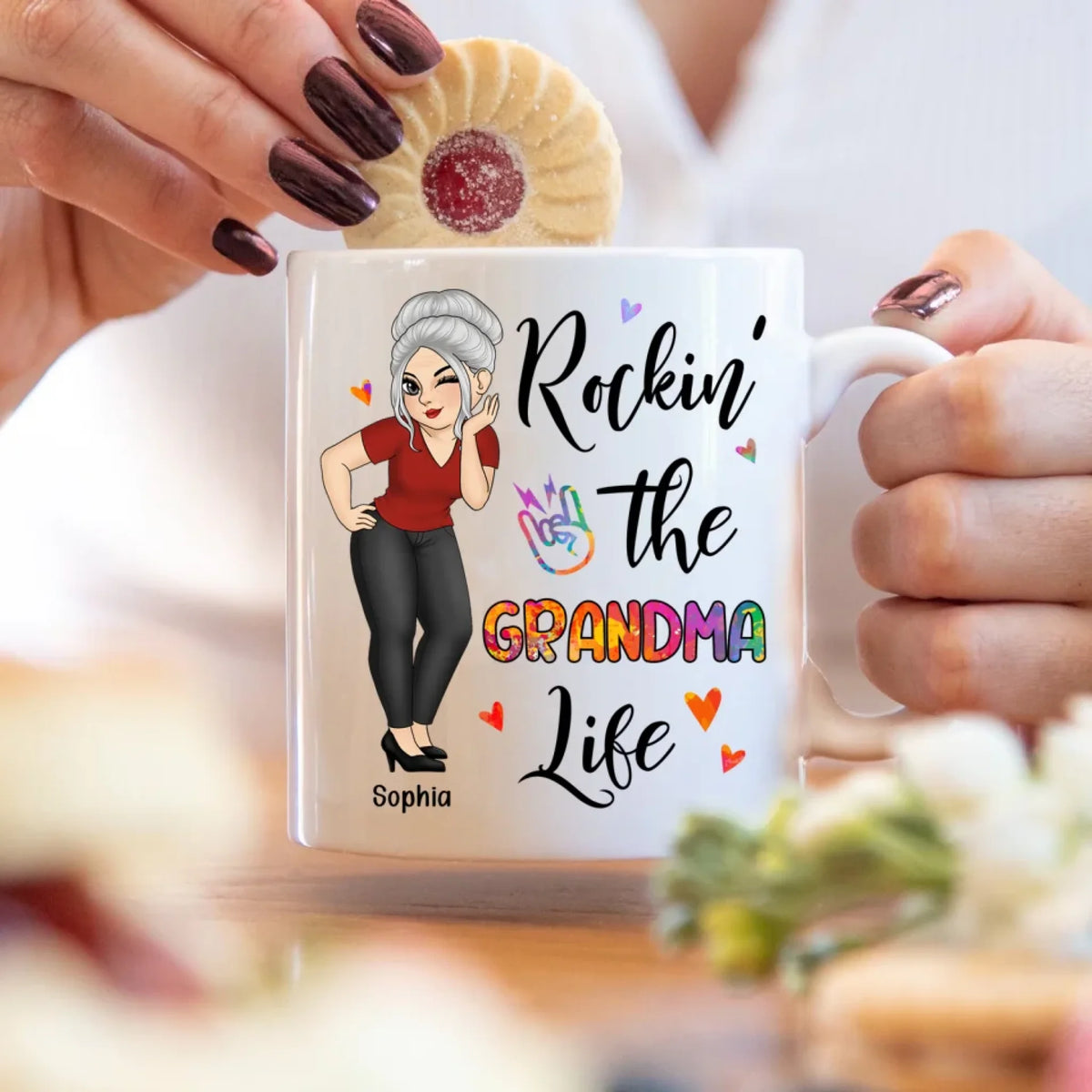 Rockin' The Grandma Life - Personalized Mug, Gift for Mom/Grandmas, Mother's Day Gift