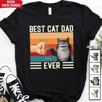 Cat Dad Gift, Best Cat Dad Ever - Personalized T-Shirt, Gift For Cat Lover