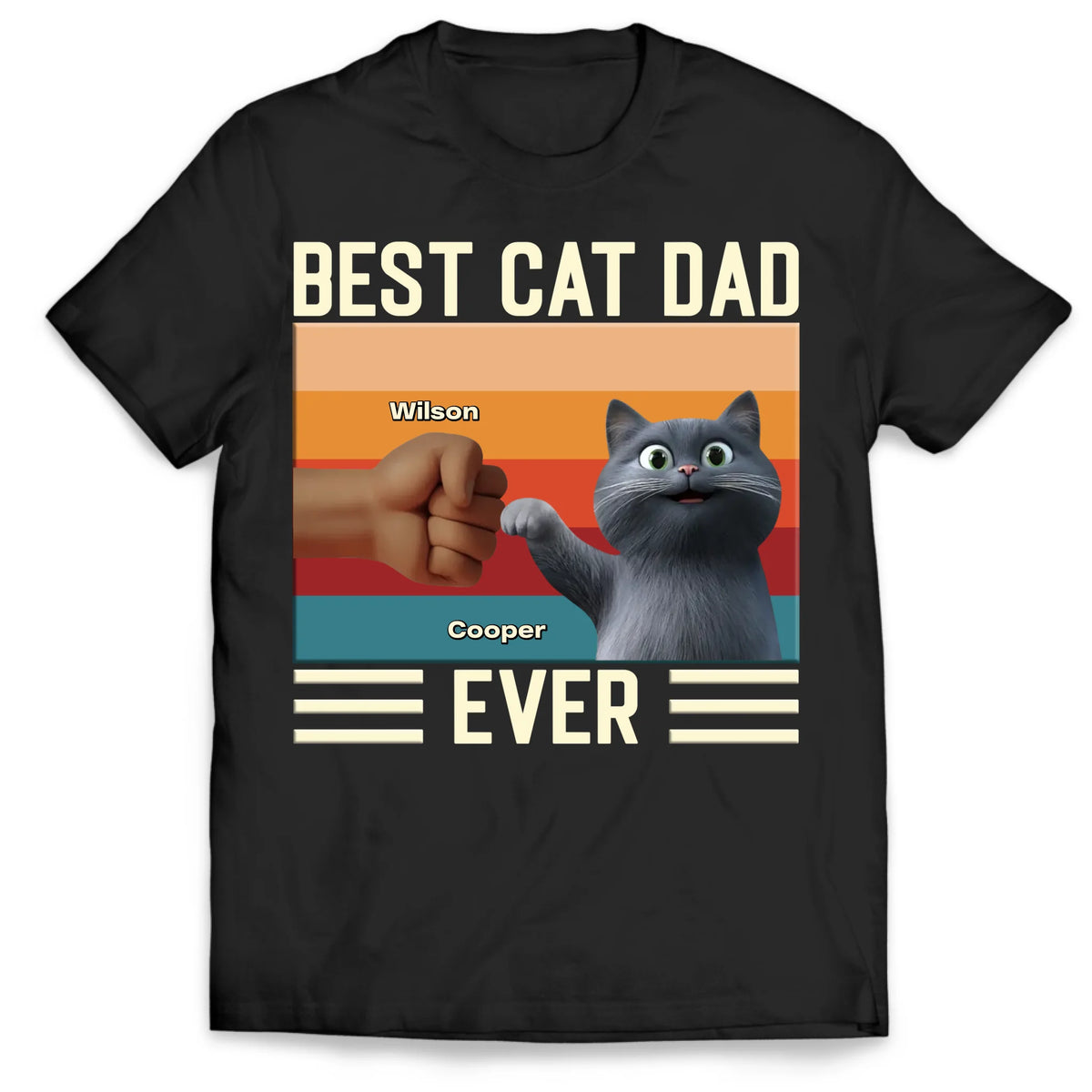 Cat Dad Gift, Best Cat Dad Ever - Personalized T-Shirt, Gift For Cat Lover