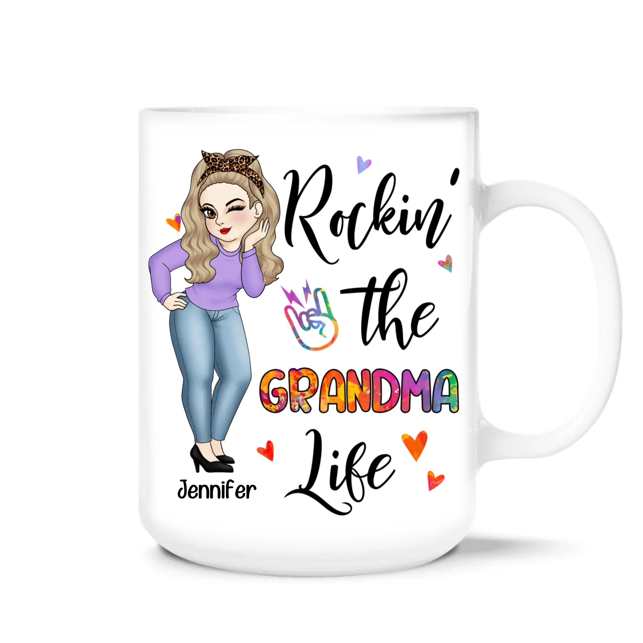 Rockin' The Grandma Life - Personalized Mug, Gift for Mom/Grandmas, Mother's Day Gift