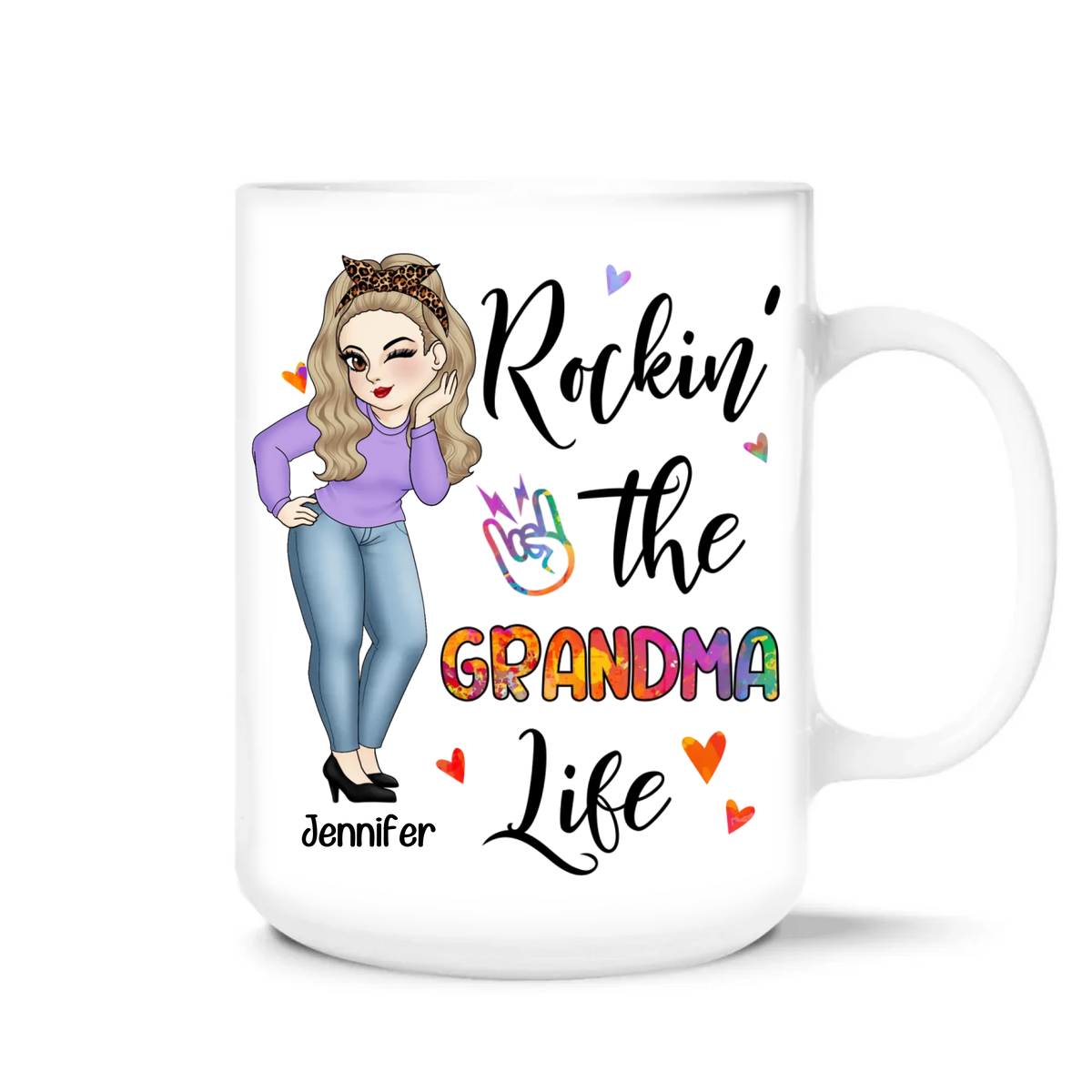 Rockin' The Grandma Life - Personalized Mug, Gift for Mom/Grandmas, Mother's Day Gift