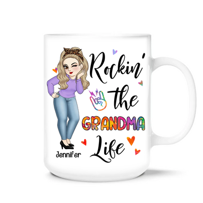 Rockin' The Grandma Life - Personalized Mug, Gift for Mom/Grandmas, Mother's Day Gift