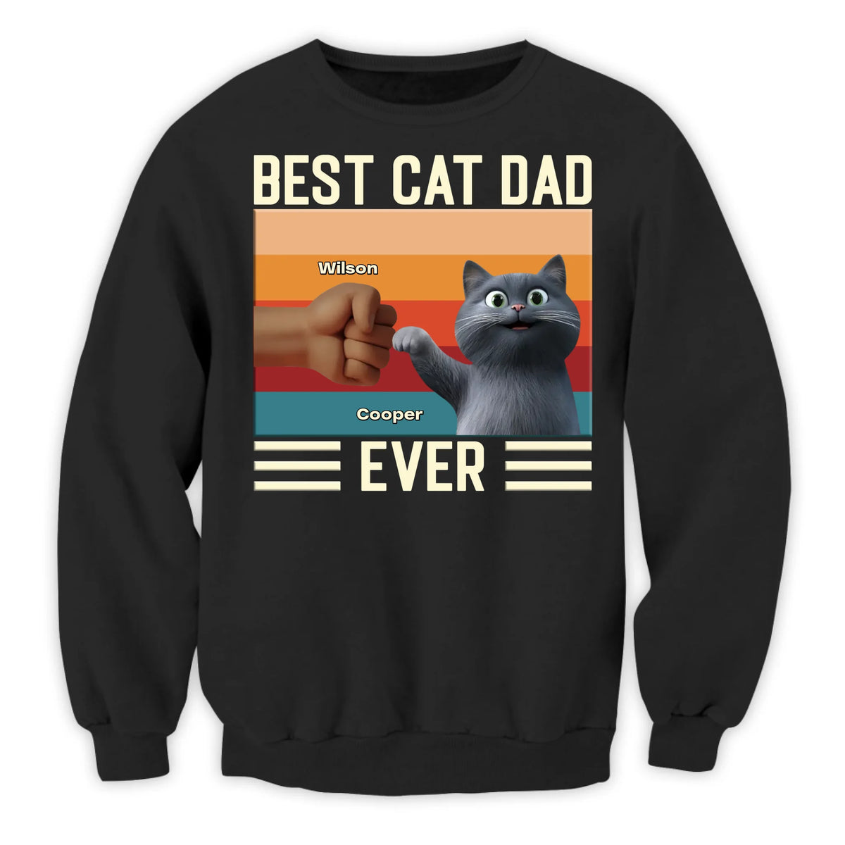 Cat Dad Gift, Best Cat Dad Ever - Personalized T-Shirt, Gift For Cat Lover