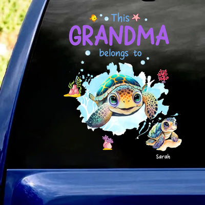 This Grandma Belongs To - Personalized Decal, Gift for Mom/Grandma, Turtle Decal, Mother's Day Gift