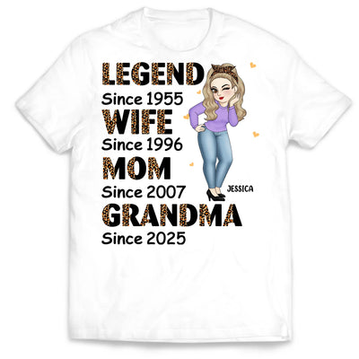 Half Leopard Sassy Legend Wife Mom Grandma - Personalized T-Shirt, Gift For Grandma/ Grandkid