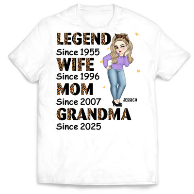 Half Leopard Sassy Legend Wife Mom Grandma - Personalized T-Shirt, Gift For Grandma/ Grandkid