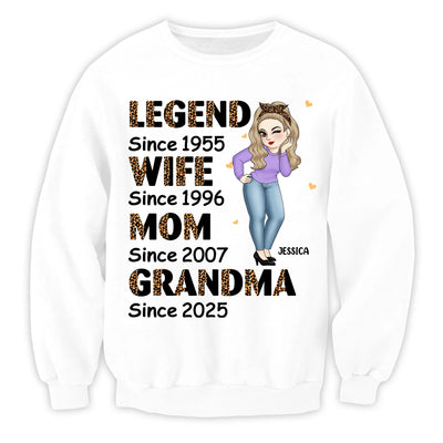 Half Leopard Sassy Legend Wife Mom Grandma - Personalized T-Shirt, Gift For Grandma/ Grandkid