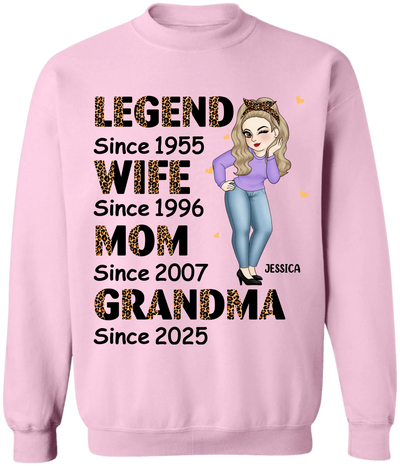 Half Leopard Sassy Legend Wife Mom Grandma - Personalized T-Shirt, Gift For Grandma/ Grandkid