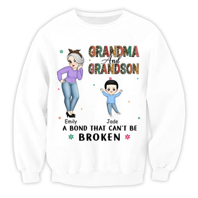 Grandma And Grandson A Bond That Can't Be Broken - Personalized T-Shirt, Gift for Grandma, Mother's Day Gift