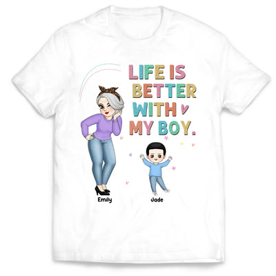 Life Is Better With My Boys - Personalized T-Shirt, Gift For Mom/ Grandma, Life Is Better With Kids Shirt