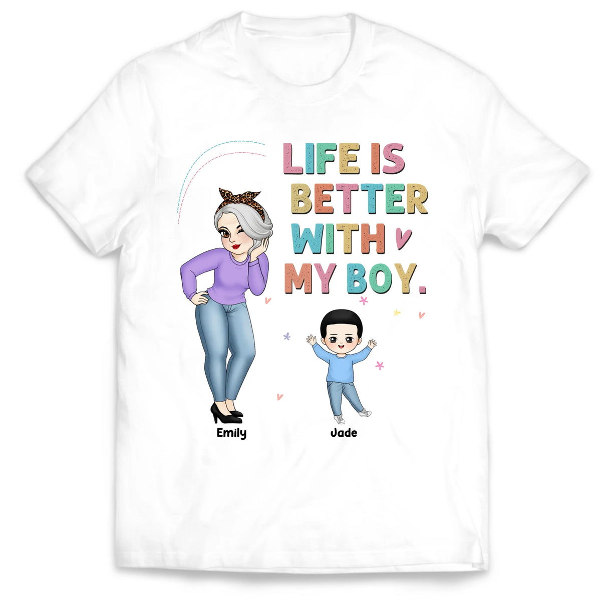 Life Is Better With My Boys - Personalized T-Shirt, Gift For Mom/ Grandma, Life Is Better With Kids Shirt