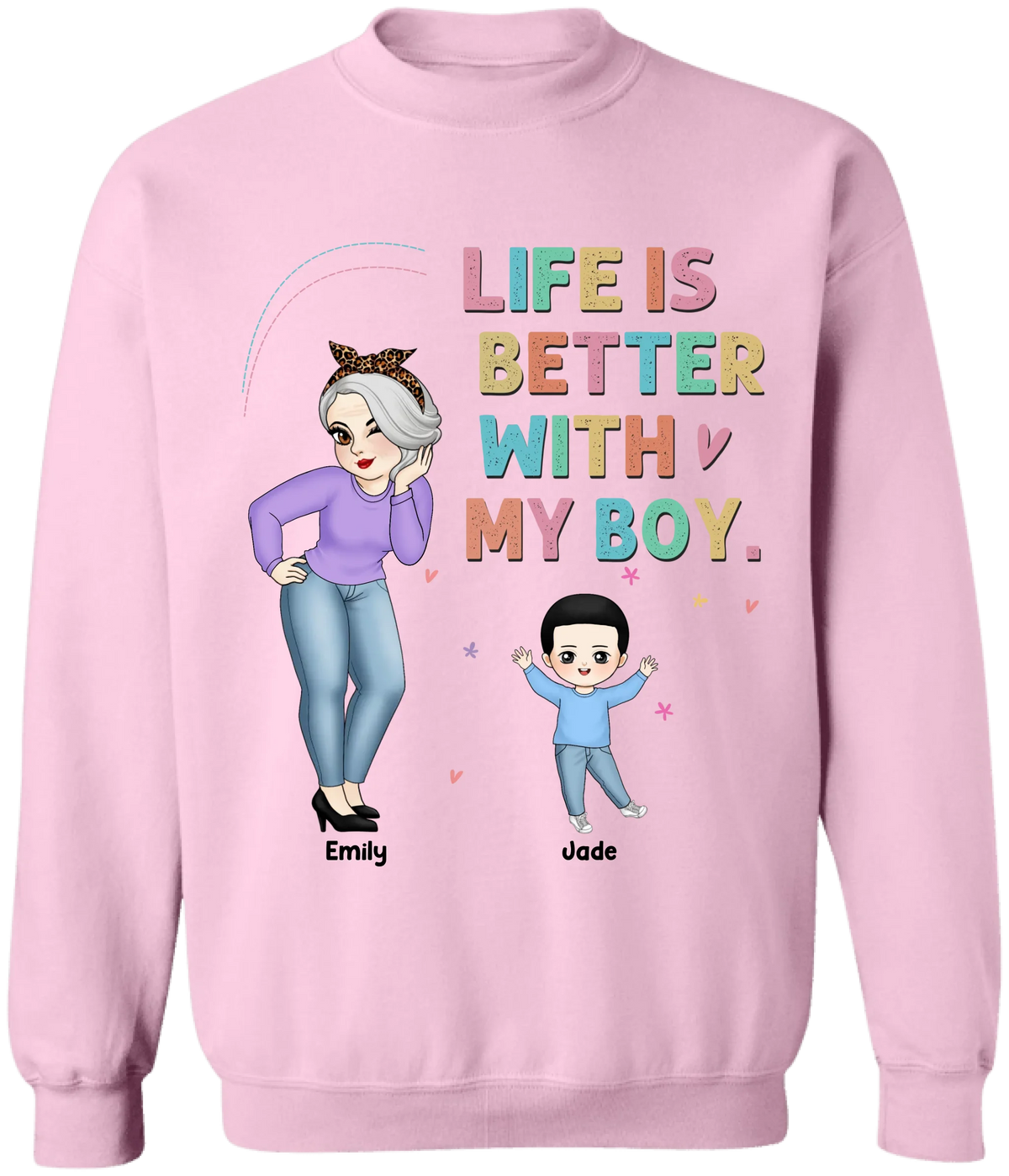 Life Is Better With My Boys - Personalized T-Shirt, Gift For Mom/ Grandma, Life Is Better With Kids Shirt