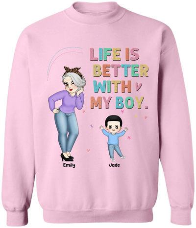 Life Is Better With My Boys - Personalized T-Shirt, Gift For Mom/ Grandma, Life Is Better With Kids Shirt
