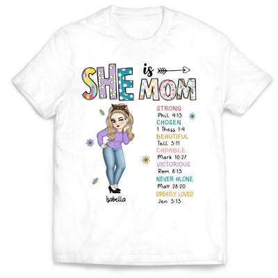 She Is Mom, Floral Mom - Personalized T-Shirt, Gift For Mom