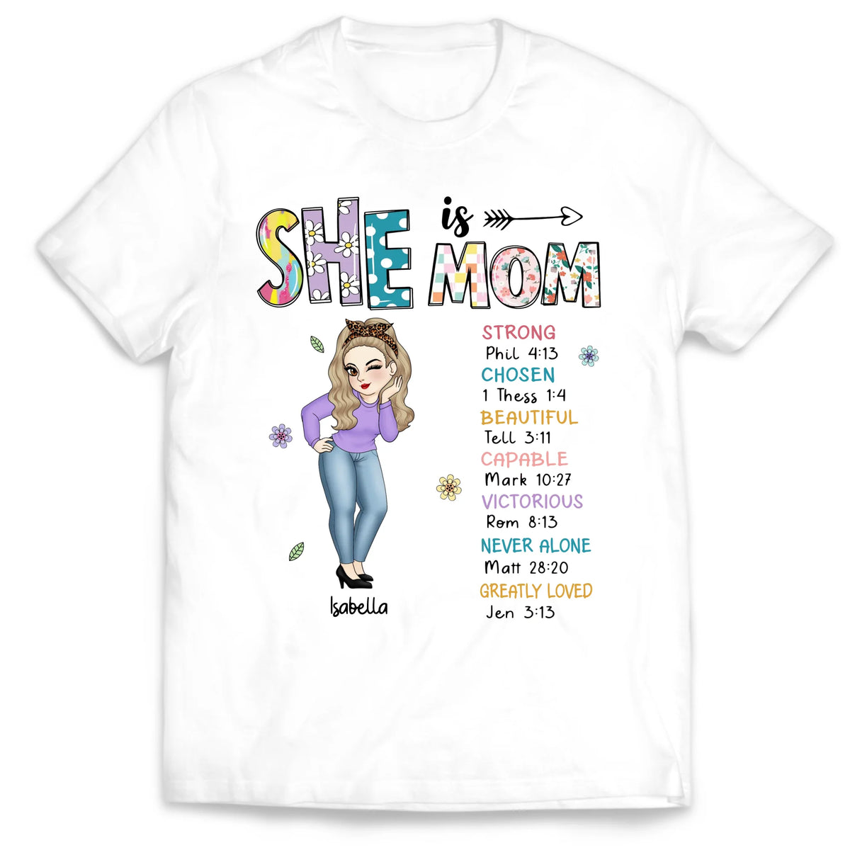 She Is Mom, Floral Mom - Personalized T-Shirt, Gift For Mom