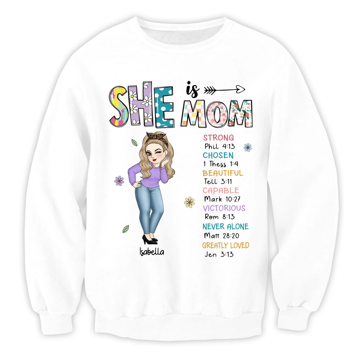 She Is Mom, Floral Mom - Personalized T-Shirt, Gift For Mom