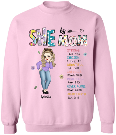 She Is Mom, Floral Mom - Personalized T-Shirt, Gift For Mom