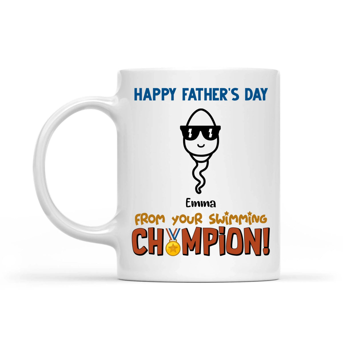 Happy Father's Day From Your Swimming Champion - Personalized Mug, Funny Gift for Dad, Father's Day Gift
