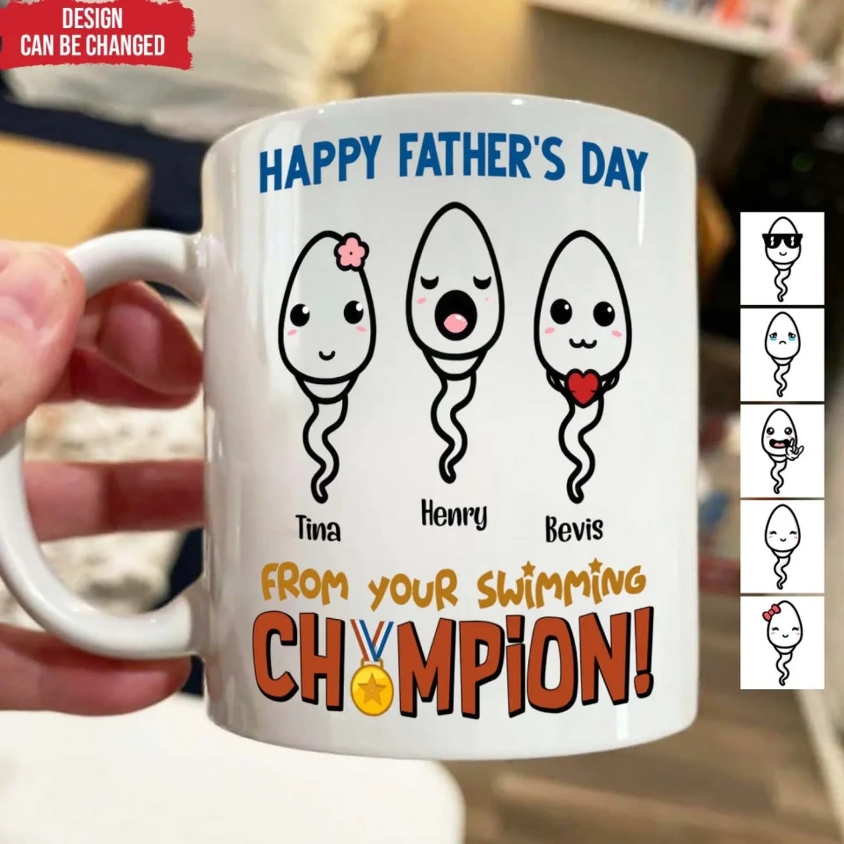 Happy Father's Day From Your Swimming Champion - Personalized Mug, Funny Gift for Dad, Father's Day Gift