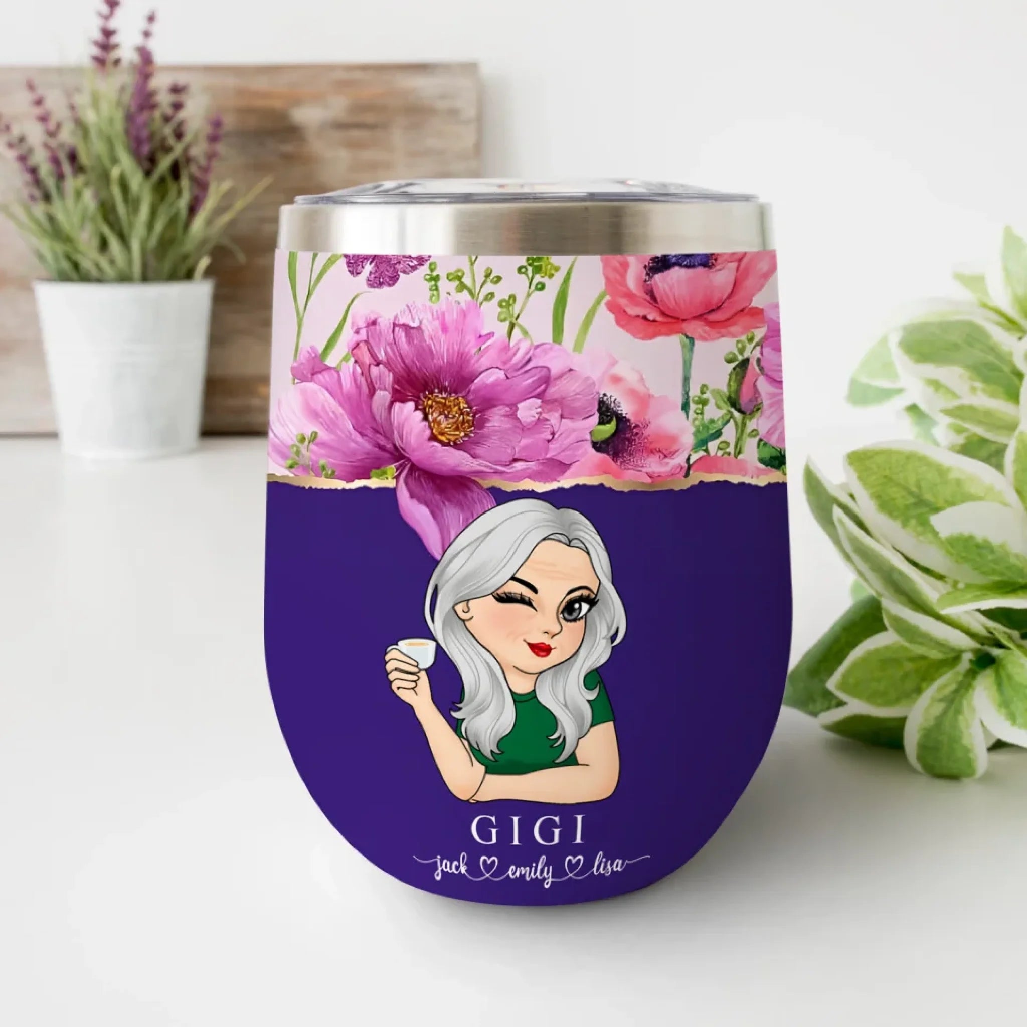 Floral Grandma With Kids Name mk 2