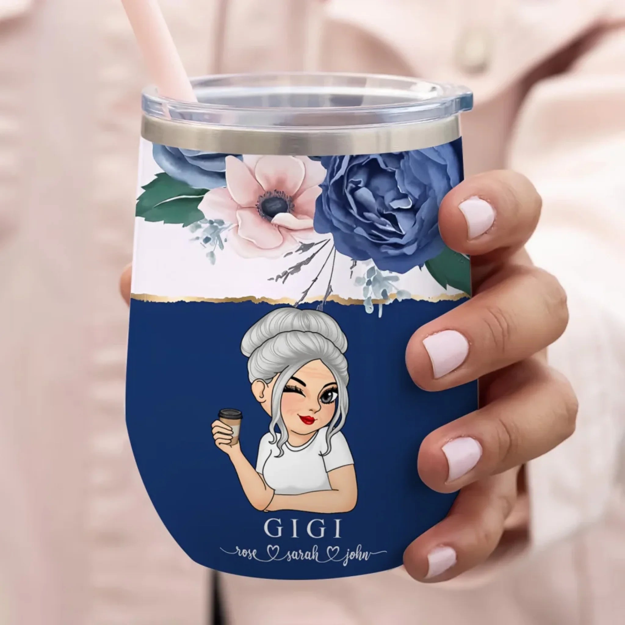 Floral Grandma With Kids Name mk 3