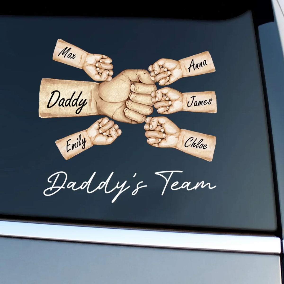 Daddy's Team Fist Bump - Personalized Decal, Gift For Dad/Grandpa, Father's Day Gift