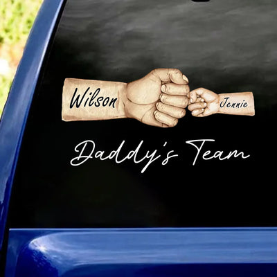 Daddy's Team Fist Bump - Personalized Decal, Gift For Dad/Grandpa, Father's Day Gift