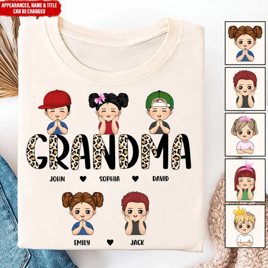 Half Leopard Grandma - Personalized T-Shirt, Gift For Grandma/ Mom, Half Leopard Shirt