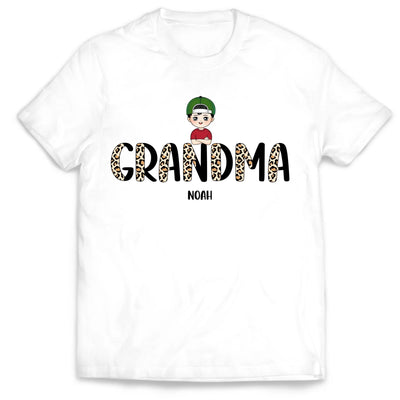 Half Leopard Grandma - Personalized T-Shirt, Gift For Grandma/ Mom, Half Leopard Shirt