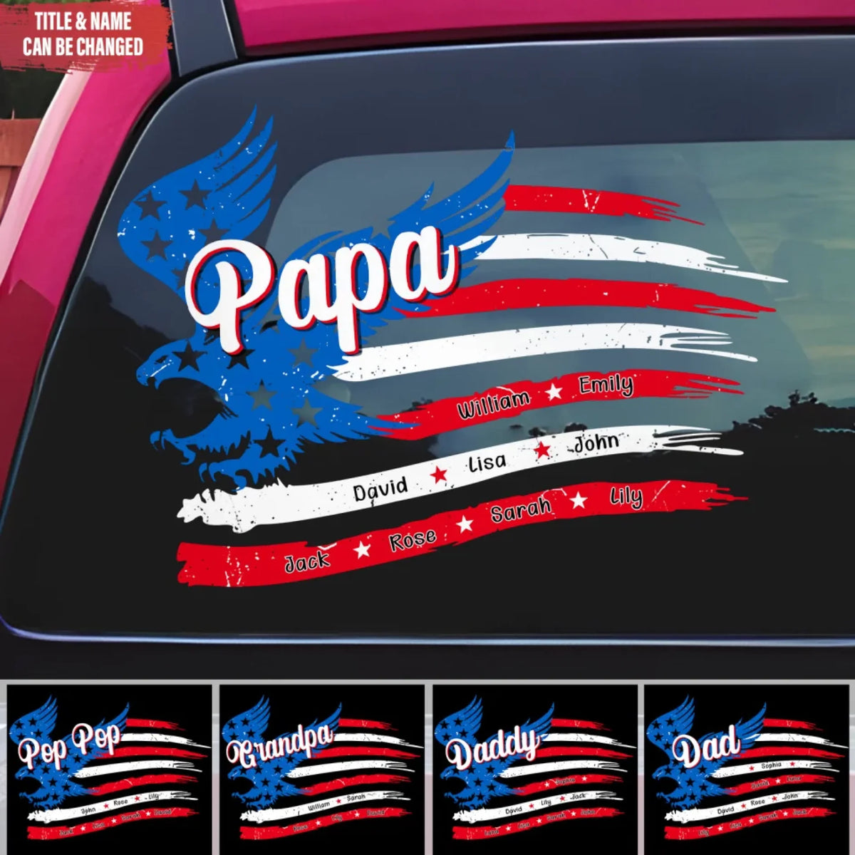 Papa With His Kids American Flag mk ads