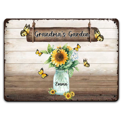 Grandma’s Garden Sunflower - Personalized Metal Sign, Gift For Mom, Grandma, Sunflower Garden