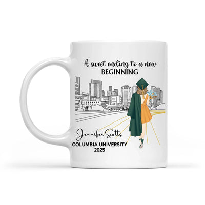 A Sweet Ending To A New Beginning - Personalized Mug, Graduation Gift for Daughter/Granddaughter/Sister