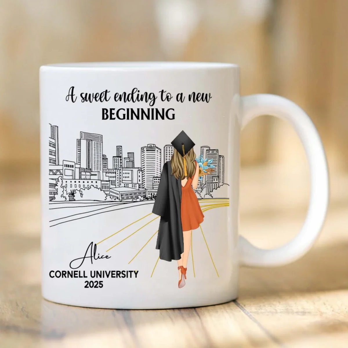 A Sweet Ending To A New Beginning - Personalized Mug, Graduation Gift for Daughter/Granddaughter/Sister