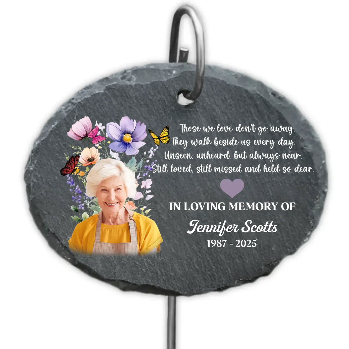 Butterfly Flower They Walk Beside Us Everyday - Personalized Garden Slate, Memorial Gift For Loss Of Loved One