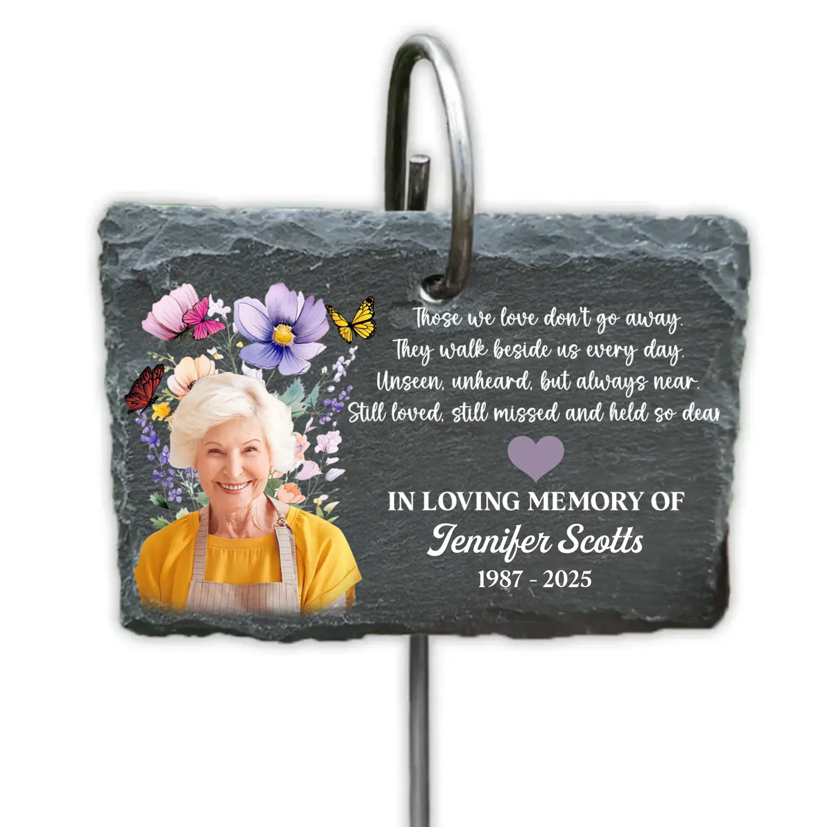 Butterfly Flower They Walk Beside Us Everyday - Personalized Garden Slate, Memorial Gift For Loss Of Loved One